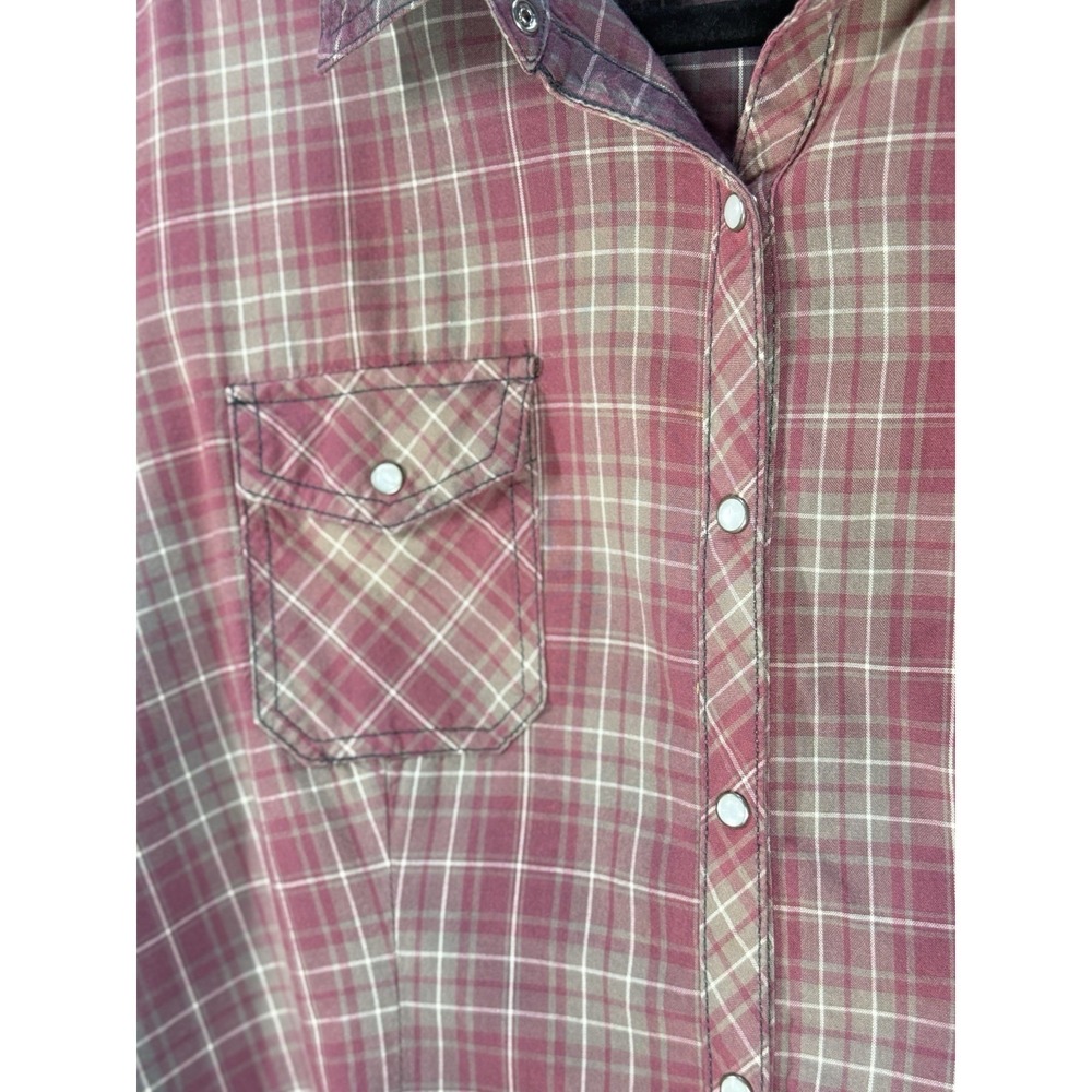 Harley-Davidson Women's Flannel Shirt Size XL Embroidered Pearl Snap Biker - Picture 5 of 8